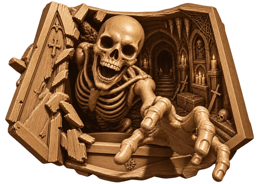 Crypt skeleton wood preview