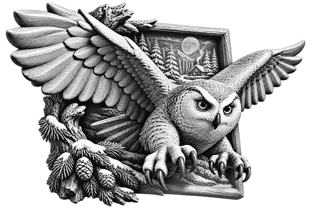 Snow Owl laser grayscale file