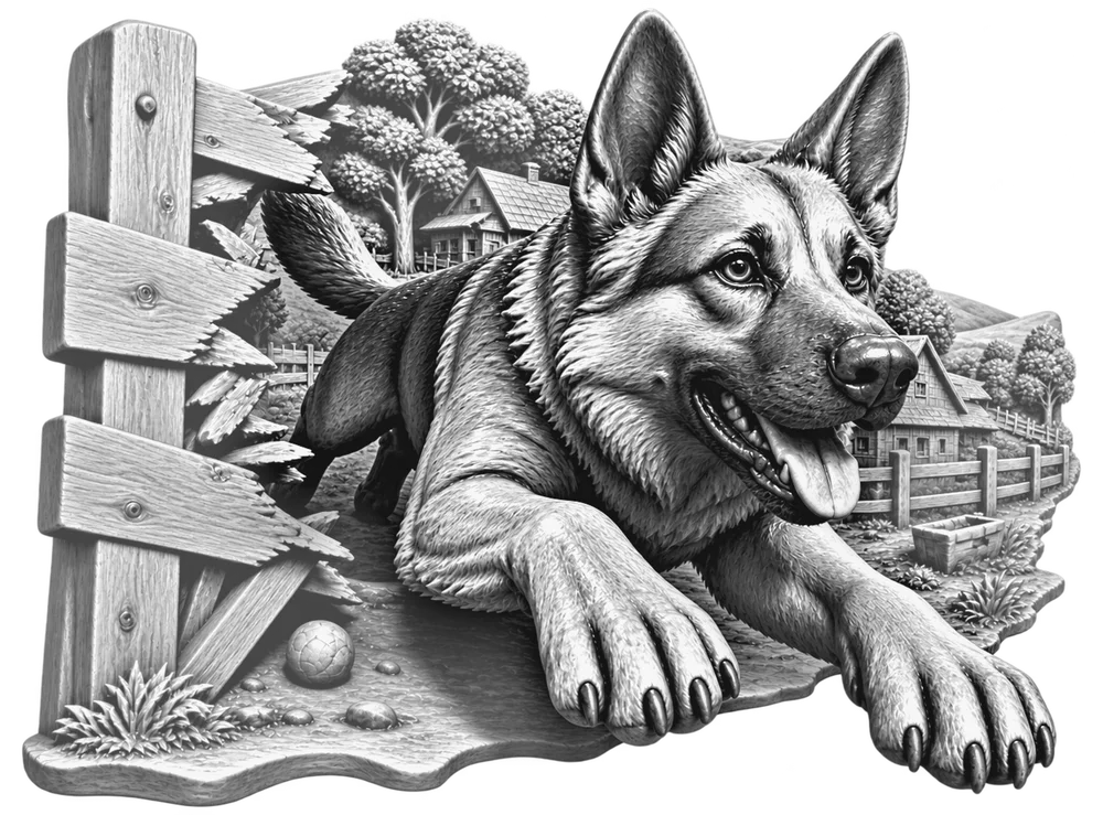 German Shepherd laser grayscale file